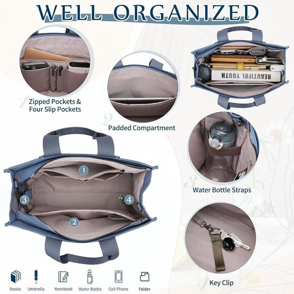 Canvas Tote Bag Women Large Capacity Crossbody Shoulder Stylish Durable - Picture 2 of 7